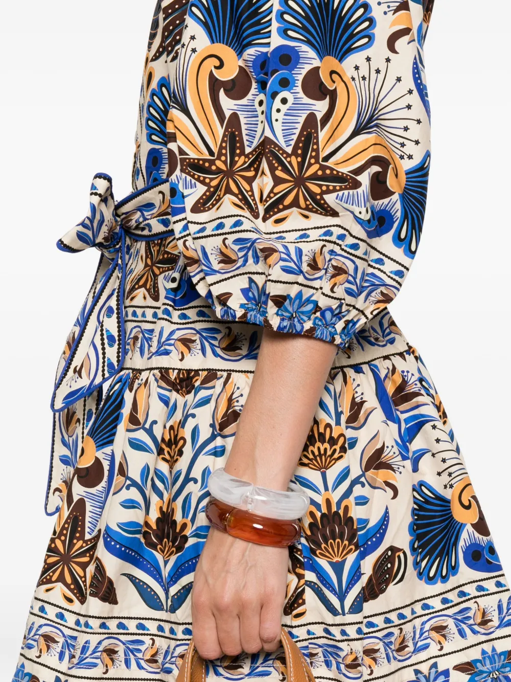 FARM Rio Mini-jurk met ceintuur en print Blauw
