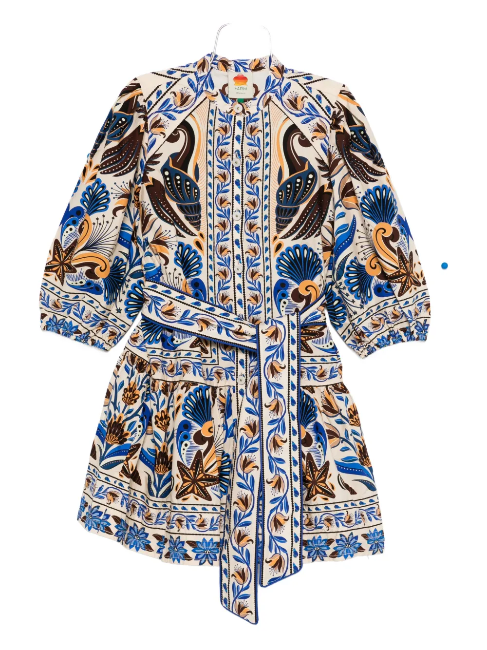 FARM Rio printed belted mini shirt dress | Blue | Image 1