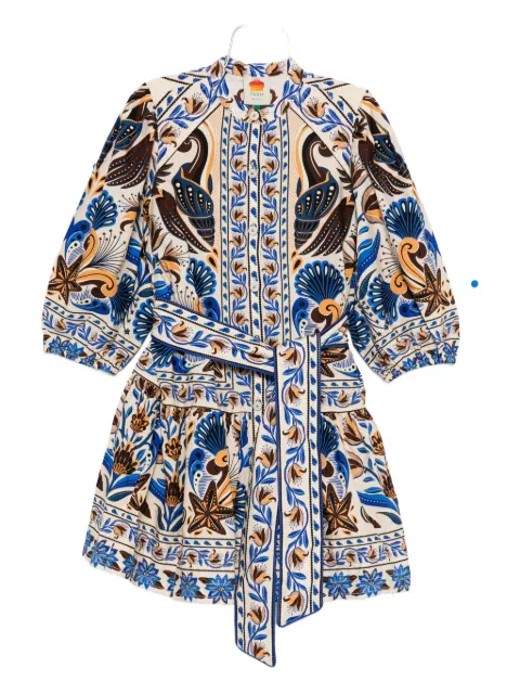 FARM Rio printed belted mini shirt dress