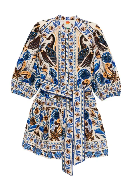 FARM Rio printed belted mini shirt dress
