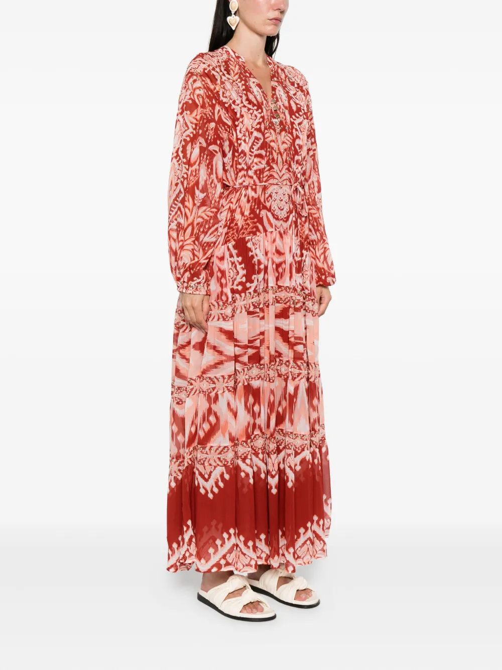 FARM Rio Midi-jurk met tropische print Rood