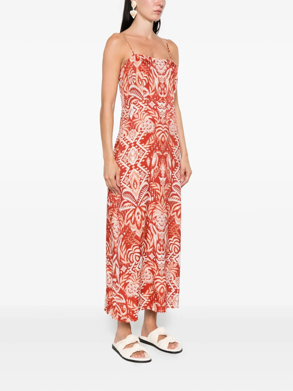 FARM Rio Maxi-jurk met tropisch patroon Rood