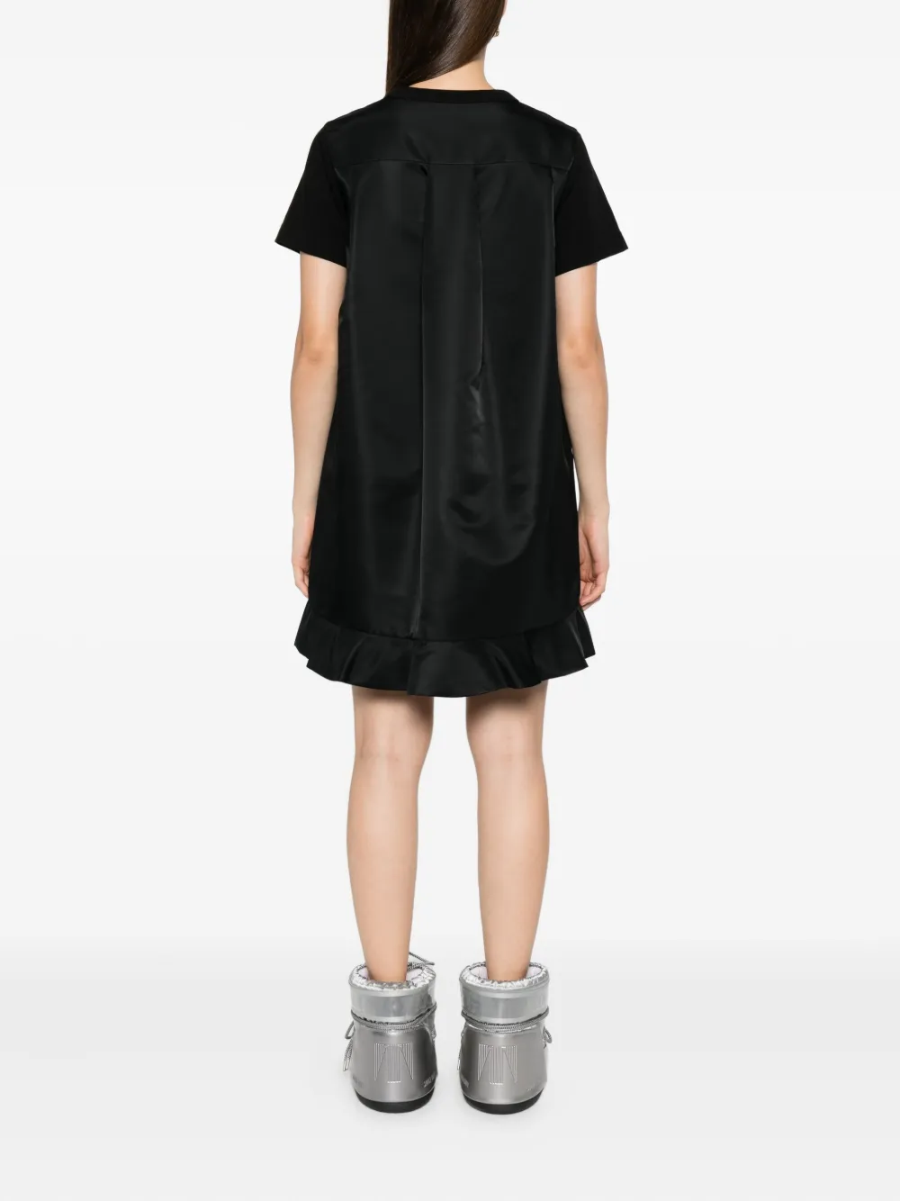 sacai pocket ruffled mini day dress Zwart