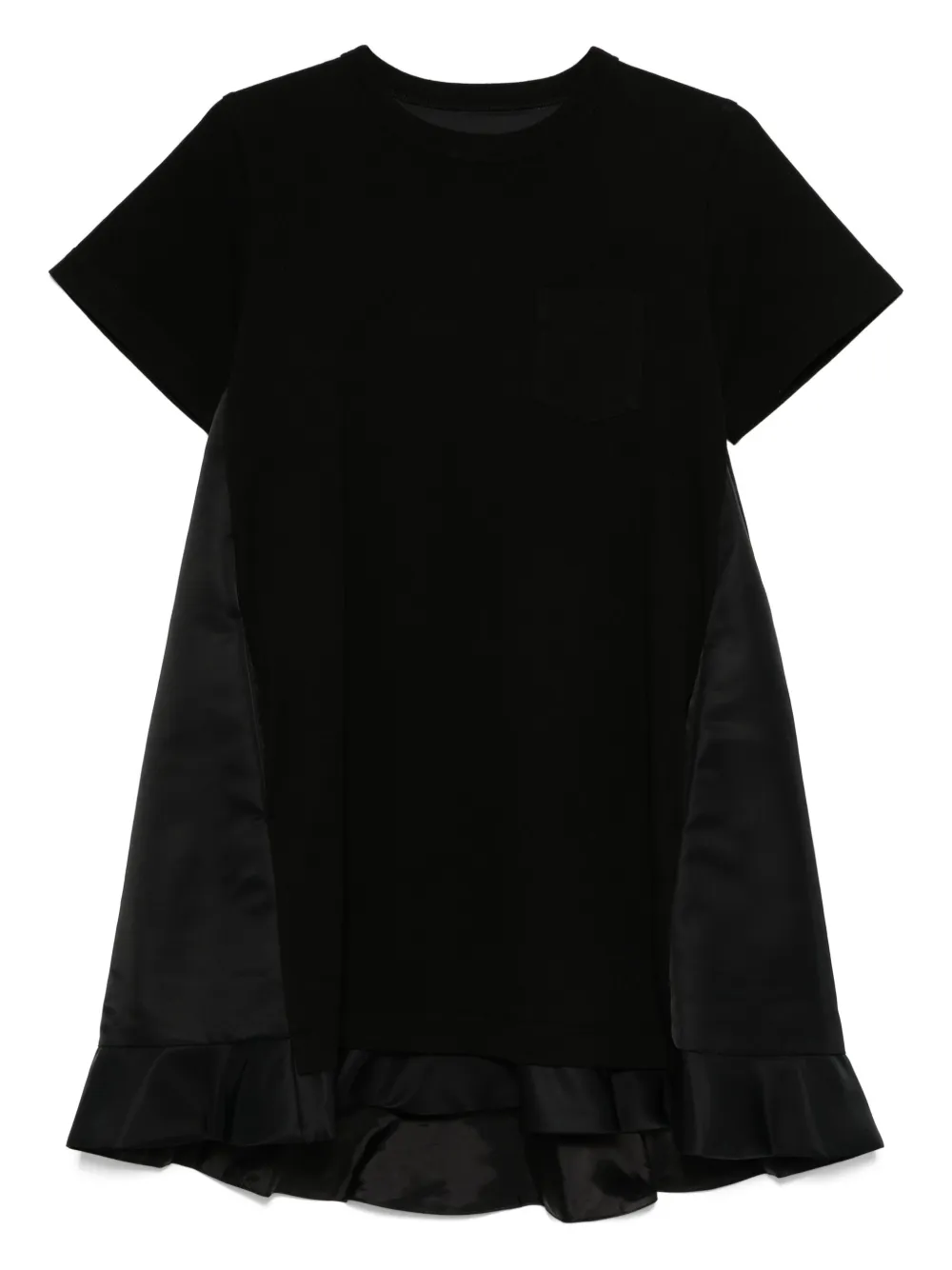 sacai pocket ruffled mini day dress - ブラック sacai pocket ruffled mini day dress - ブラック