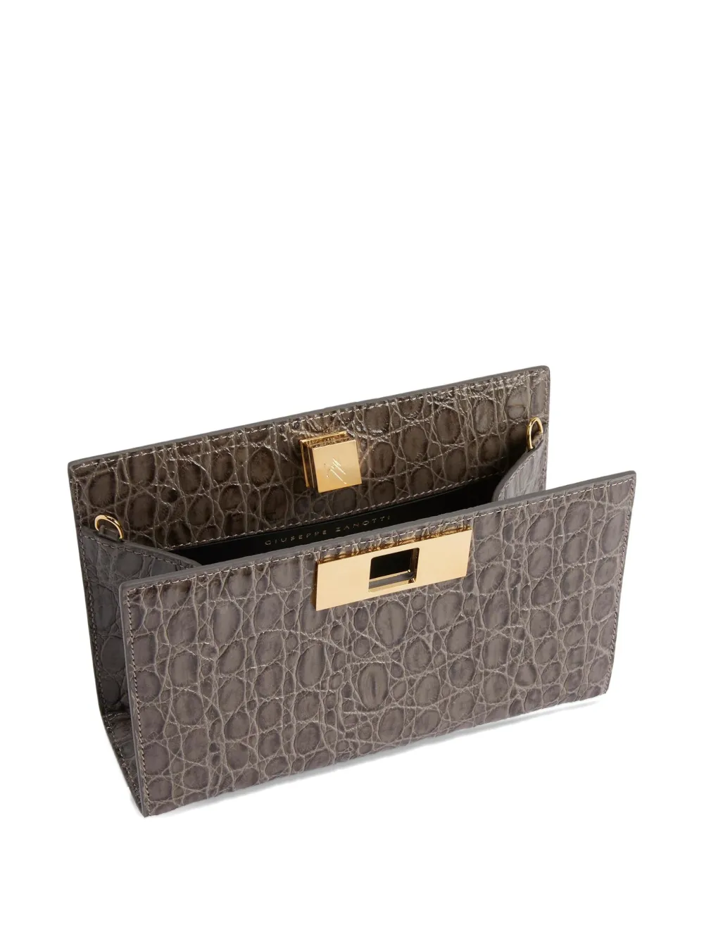 Giuseppe Zanotti Annhita crocodile-embossed clutch bag Grijs