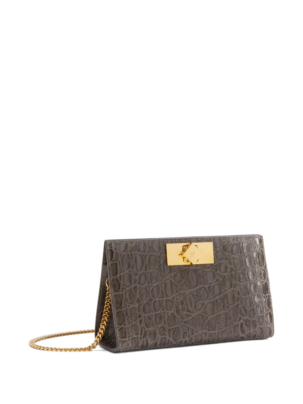 Giuseppe Zanotti Annhita crocodile-embossed clutch bag Grijs