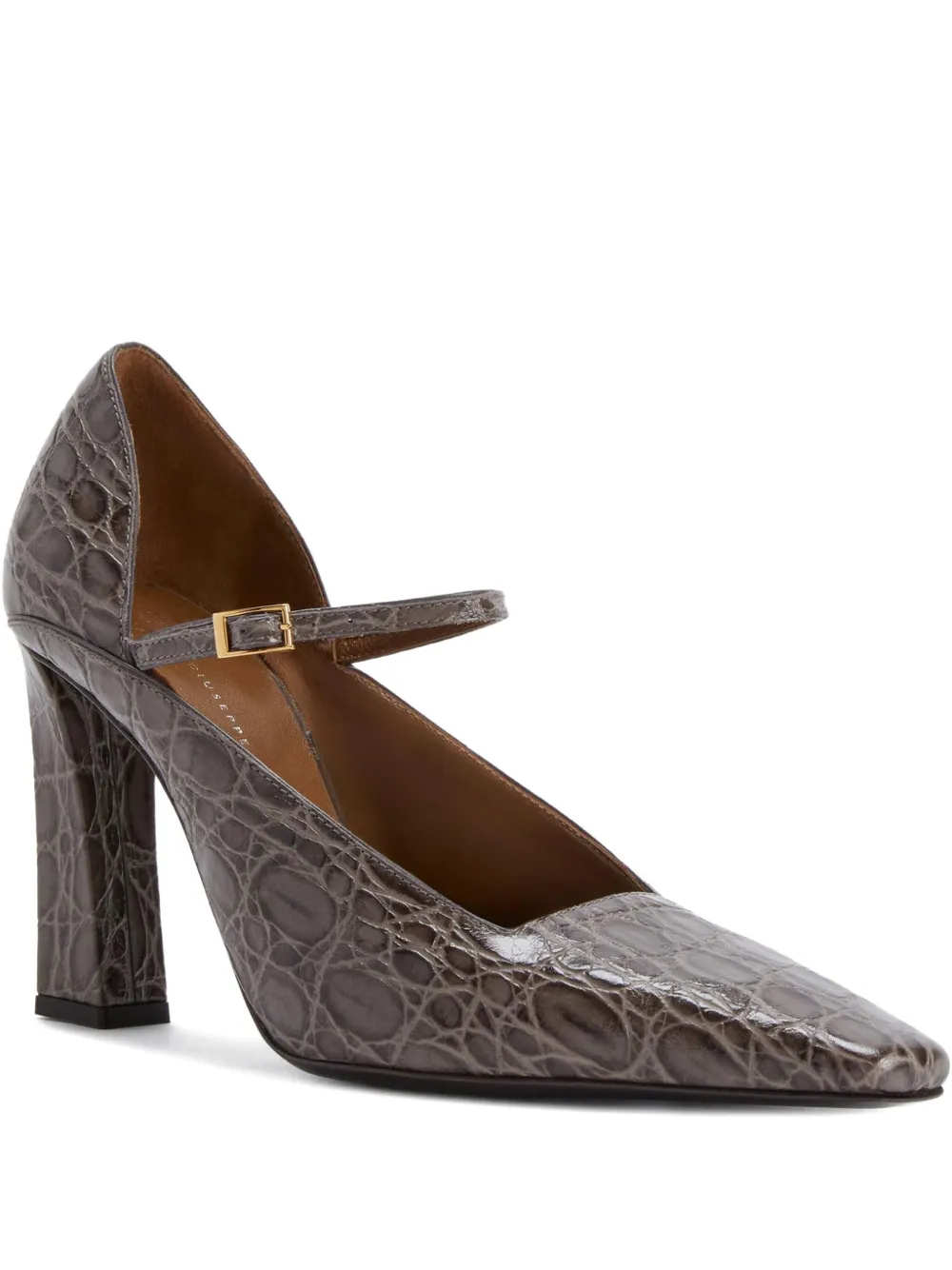 Giuseppe Zanotti 90mm Brita crocodile-effect buckle pumps Grey