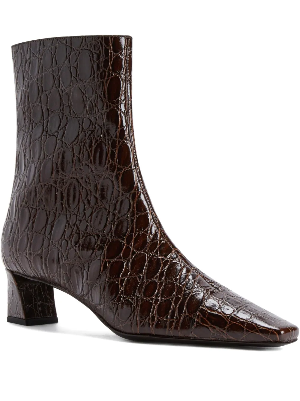 Giuseppe Zanotti Crocodile-effect Square-toe Boots In Brown