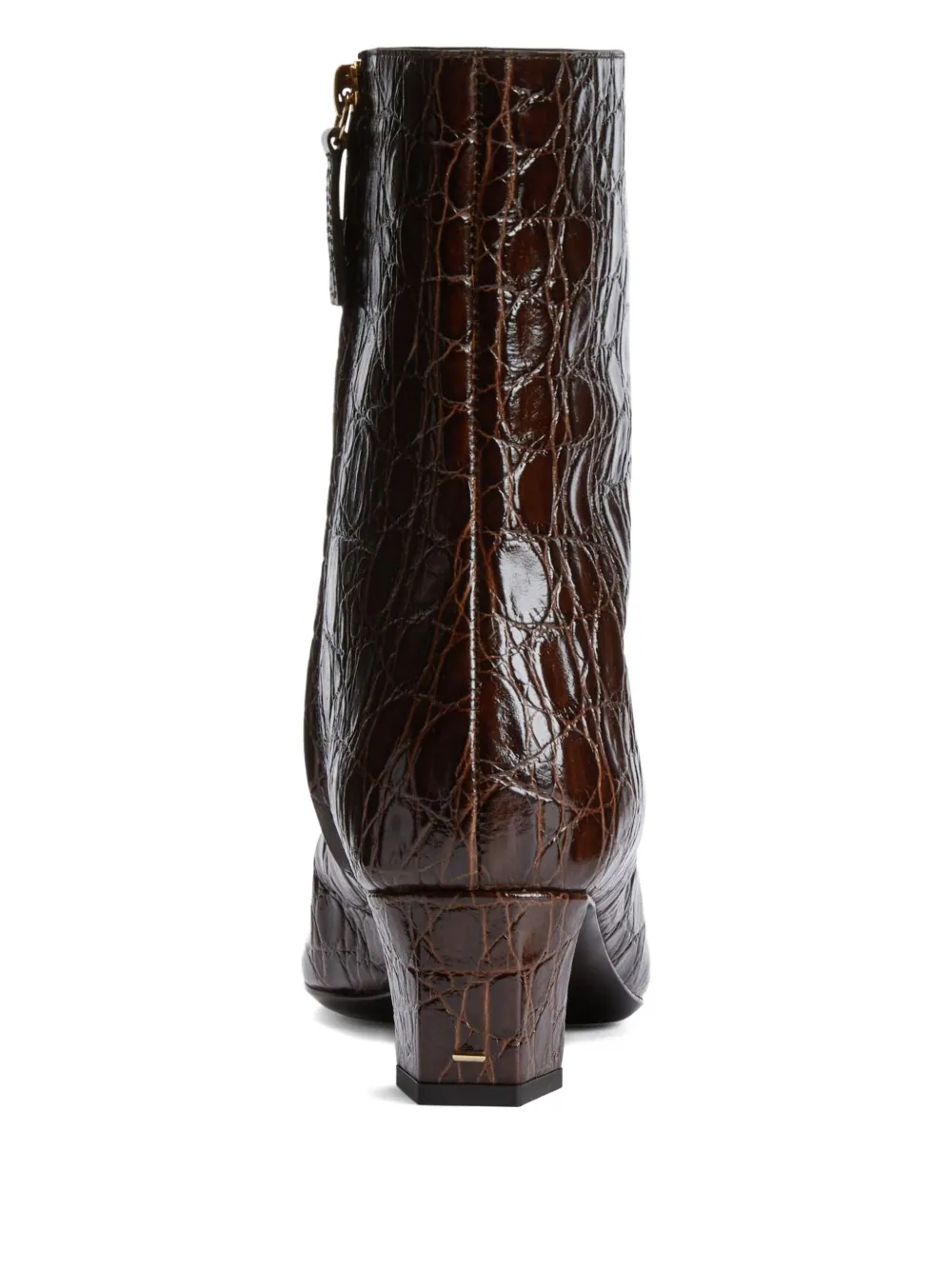 Giuseppe Zanotti Crocodile-effect Square-toe Boots In Brown