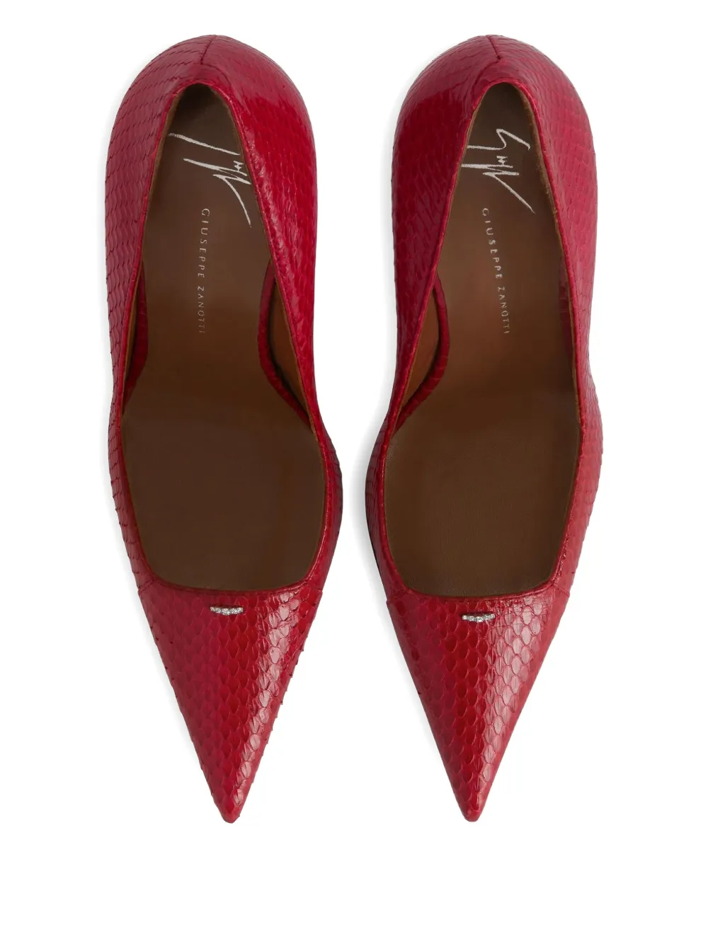 Giuseppe Zanotti 105 mm Raquel pumps met slangen-effect Rood