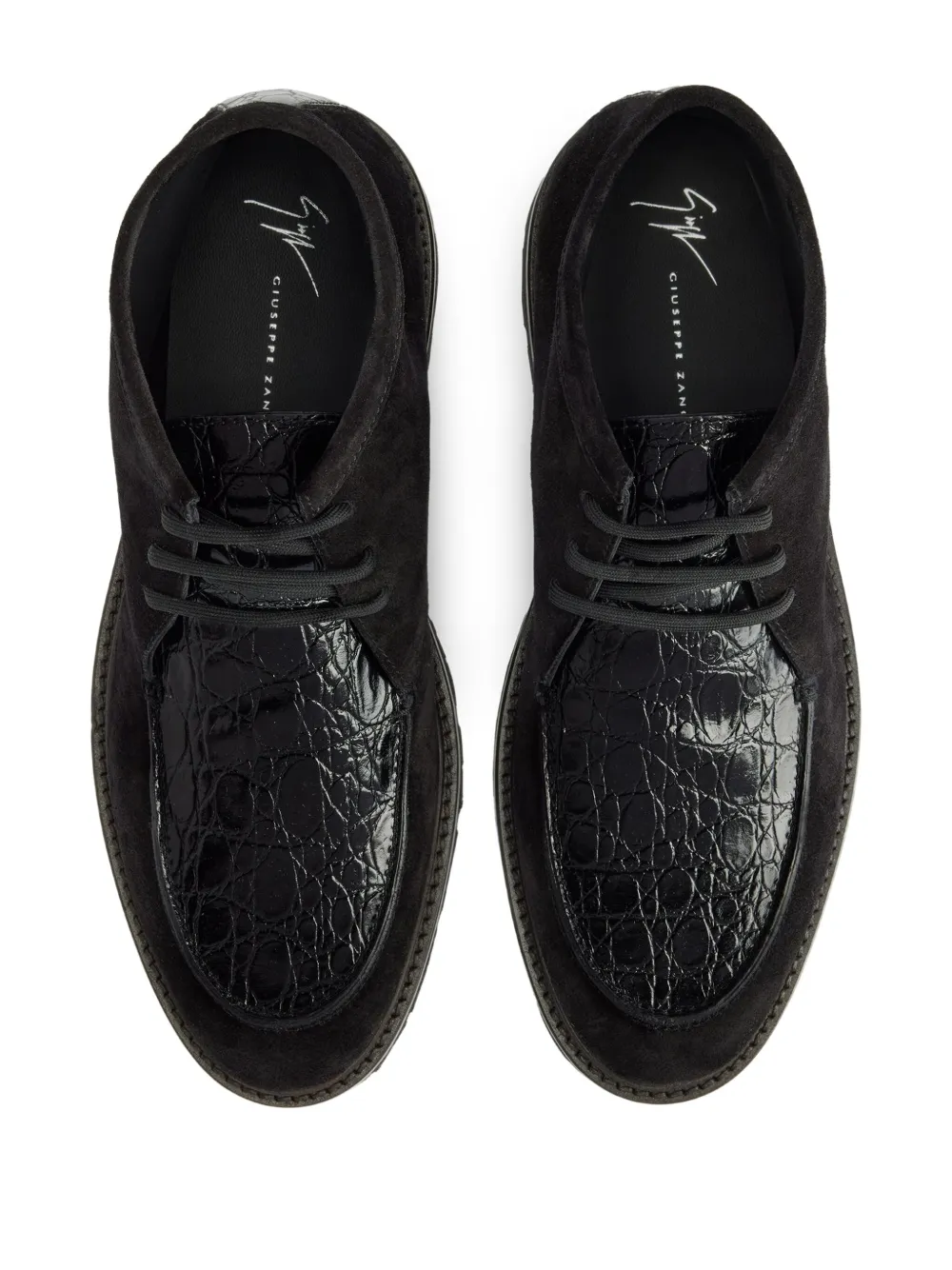 Giuseppe Zanotti crocodile-effect suede lace-up shoes Black