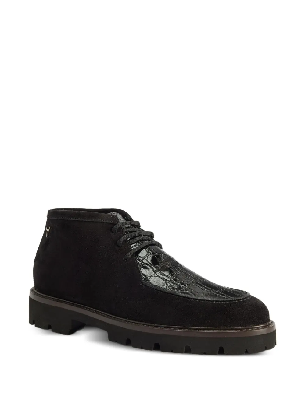 Giuseppe Zanotti crocodile-effect suede lace-up shoes Black