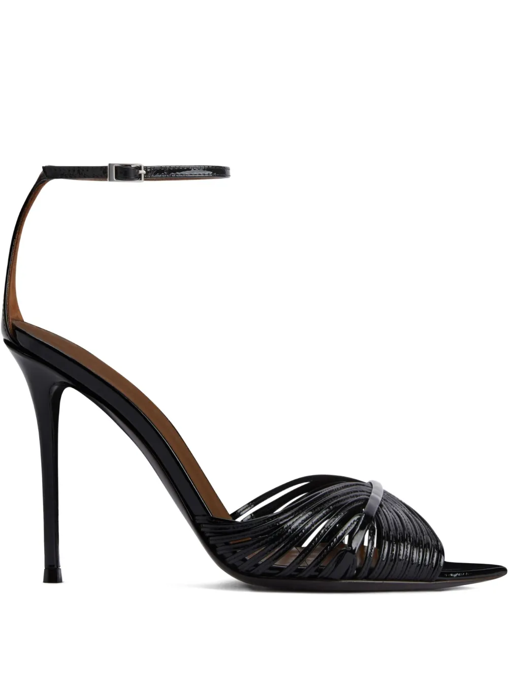 Giuseppe Zanotti 105 mm Intriigo Shell leren sandalen Zwart