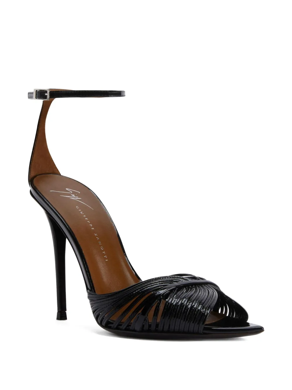 Giuseppe Zanotti 105 mm Intriigo Shell leren sandalen Zwart