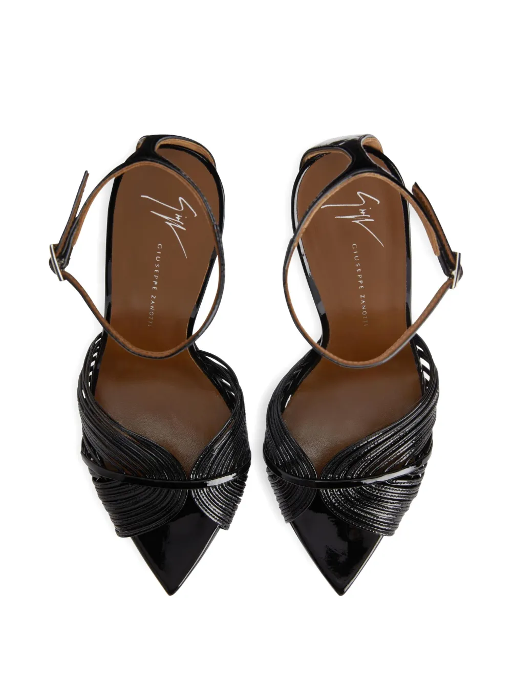 Giuseppe Zanotti 105 mm Intriigo Shell leren sandalen Zwart