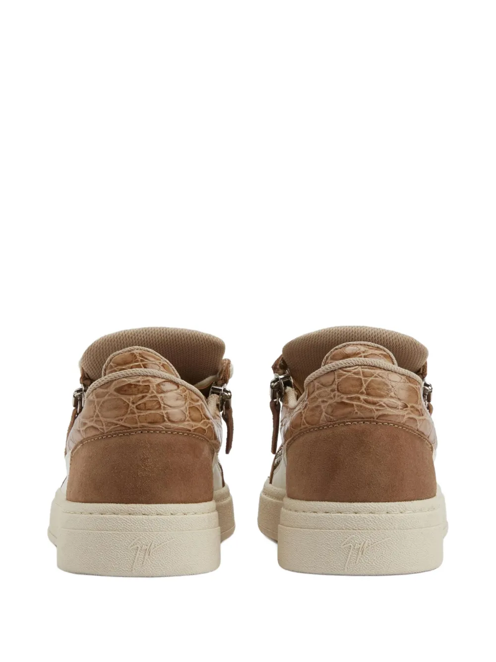 Giuseppe Zanotti Crocodile-effect Zip Low-top Sneakers In Brown