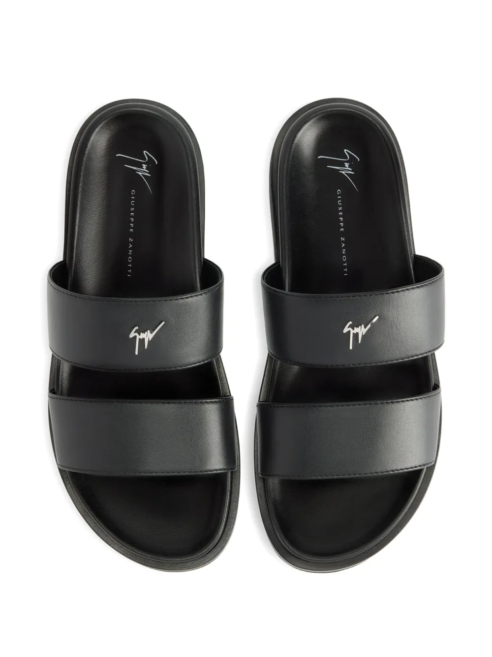 Giuseppe Zanotti Urbander leren sandalen met dubbele band - Zwart