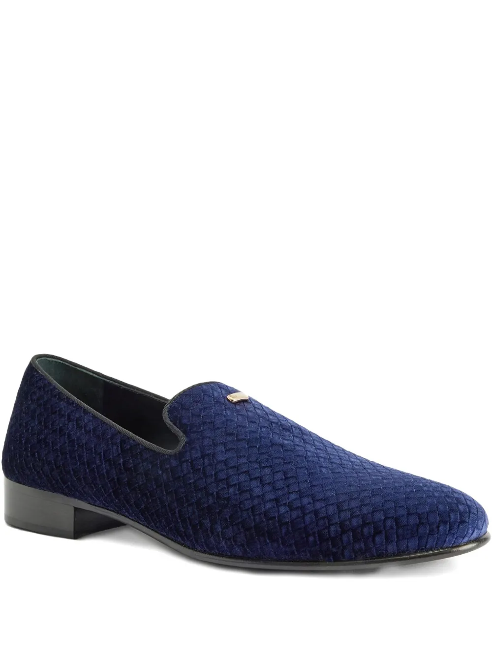 Giuseppe Zanotti woven-pattern velvet loafers 002 BLUE