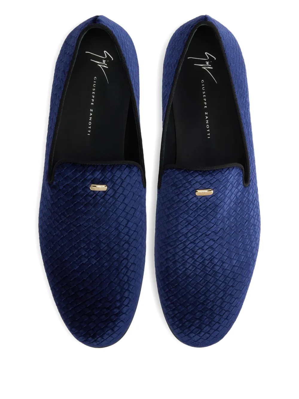 Giuseppe Zanotti woven-pattern velvet loafers 002 BLUE