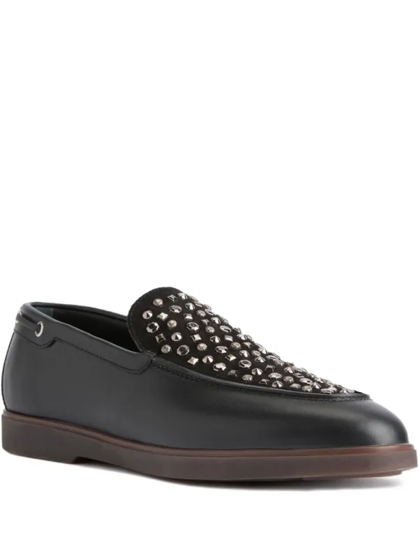 Giuseppe Zanotti Studded Leather Loafers Black FARFETCH IN