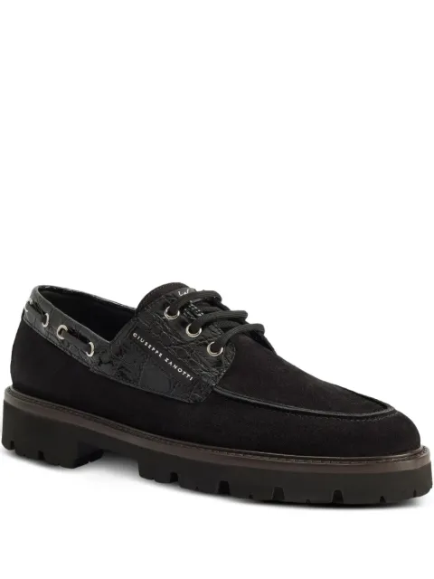 Giuseppe Zanotti crocodile-effect suede lace-up boat shoes
