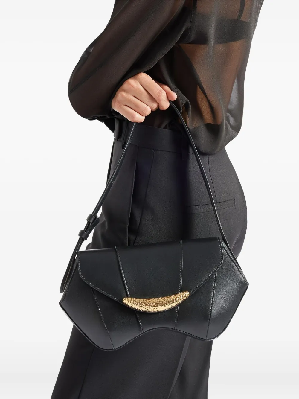 Giuseppe Zanotti curved-shape shoulder bag Zwart