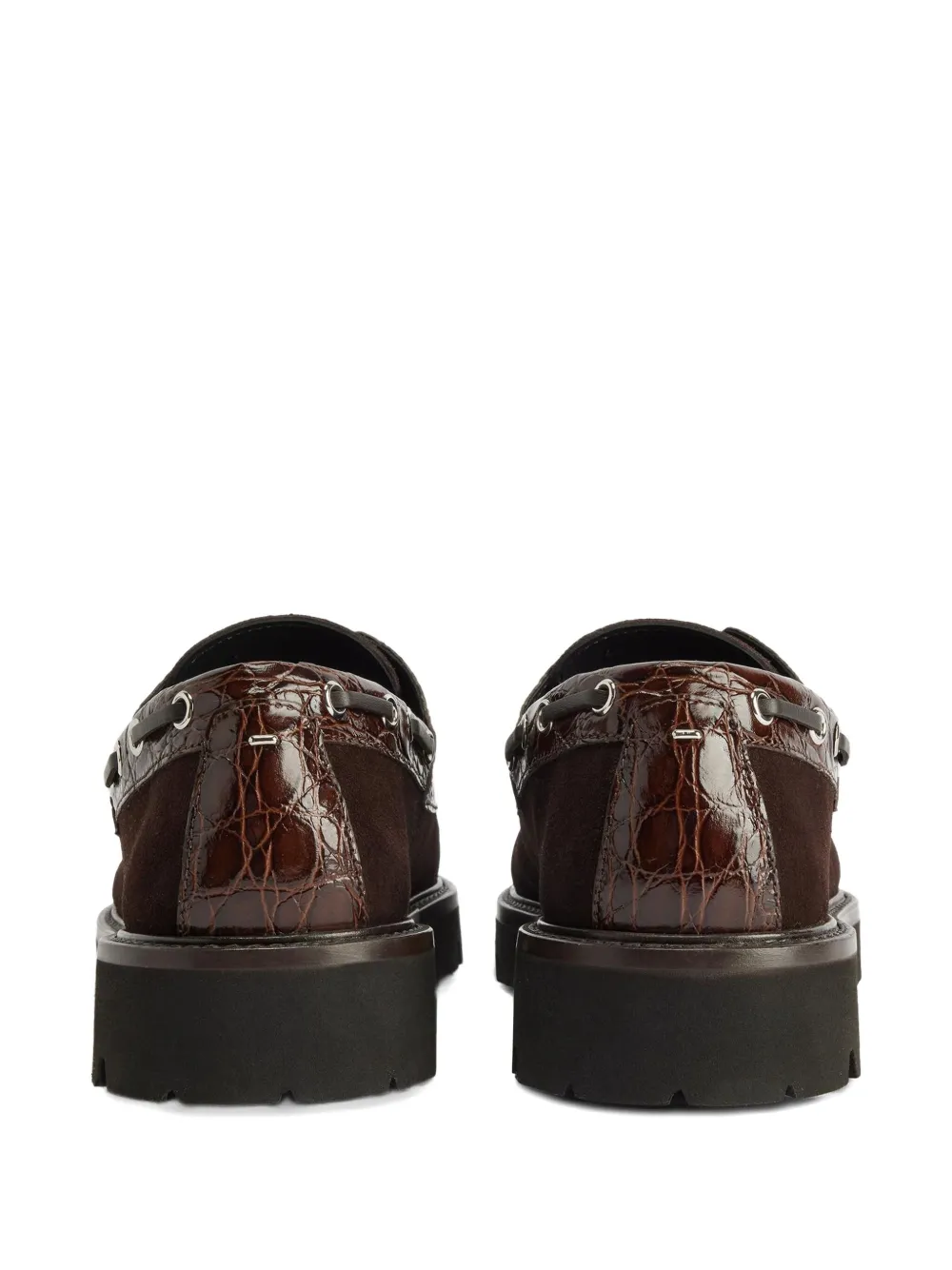 Giuseppe Zanotti Crocodile-embossed Suede Lace-up Shoes In Brown
