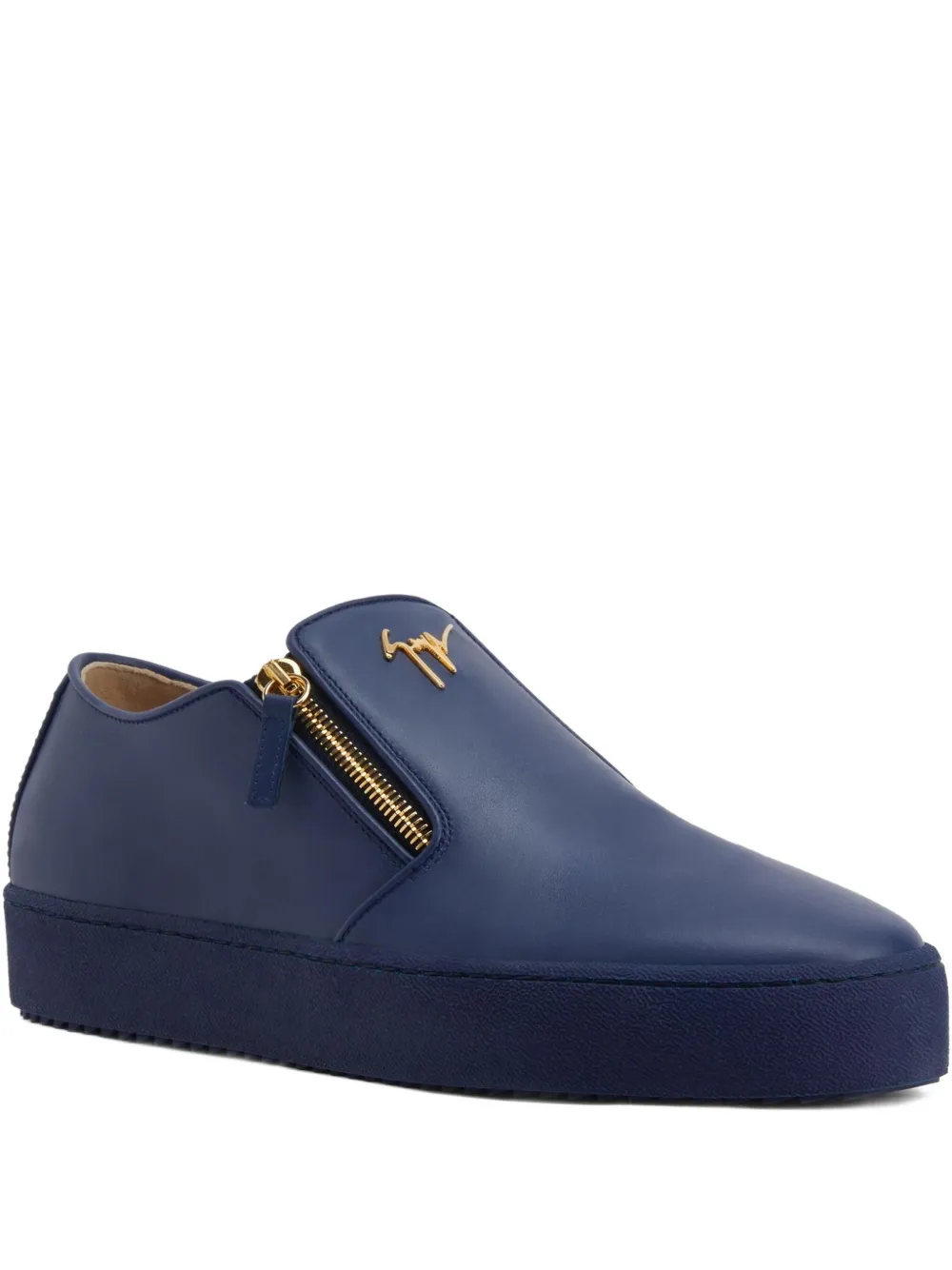 Giuseppe Zanotti Leren slip-on sneakers met ritsdetail Blauw