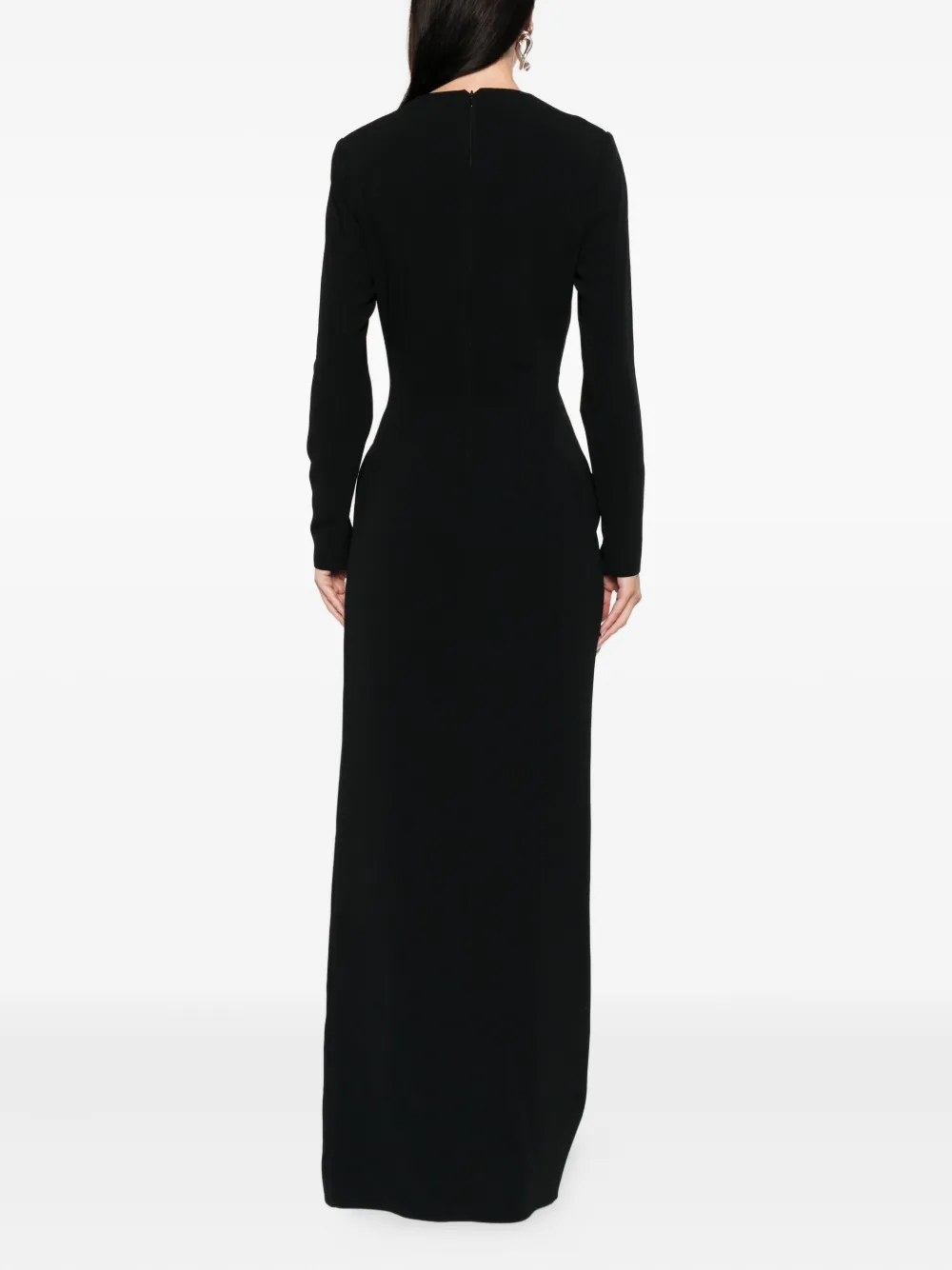 Elie Saab Maxi-avondjurk verfraaid met kristallen Zwart