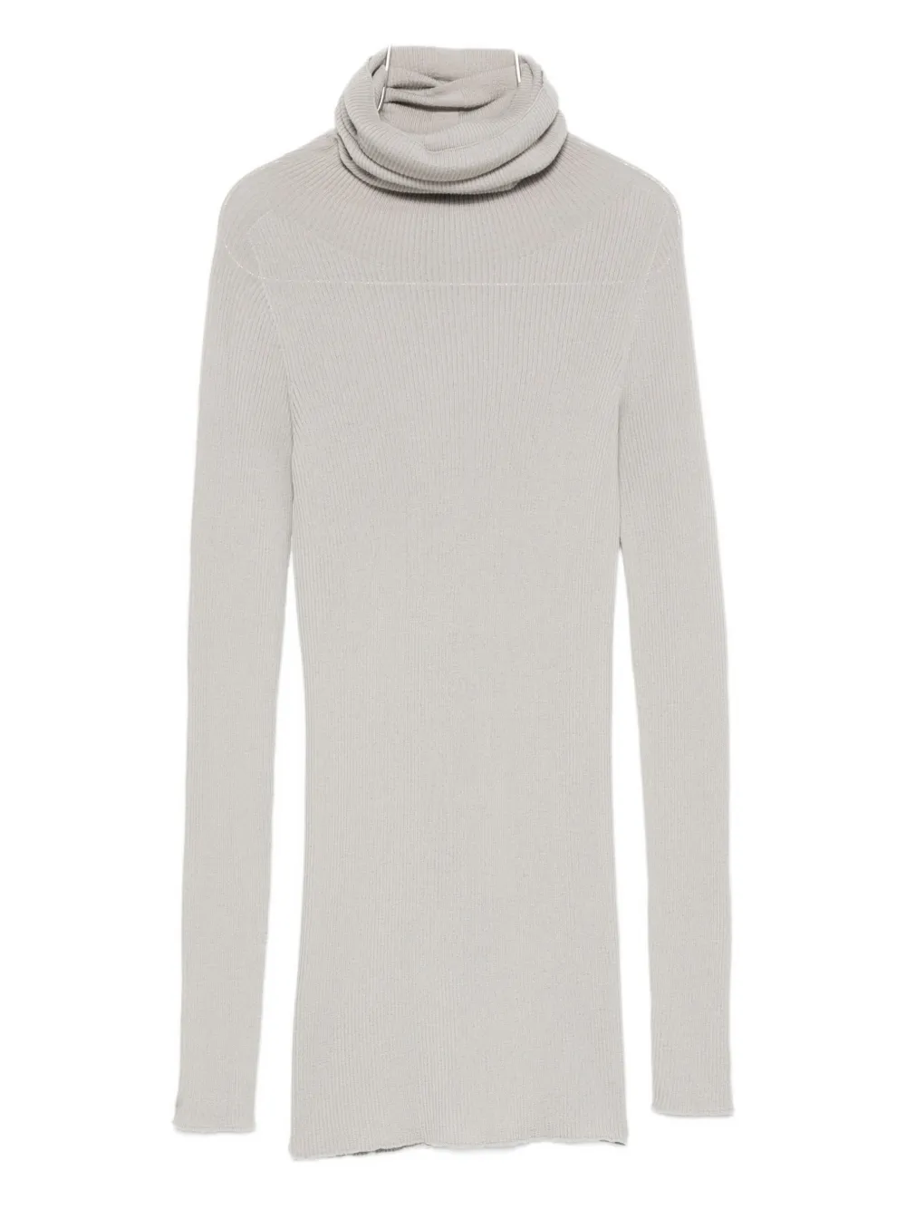 Rick Owens Ribbed-knit Turtleneck Sweater In Gray