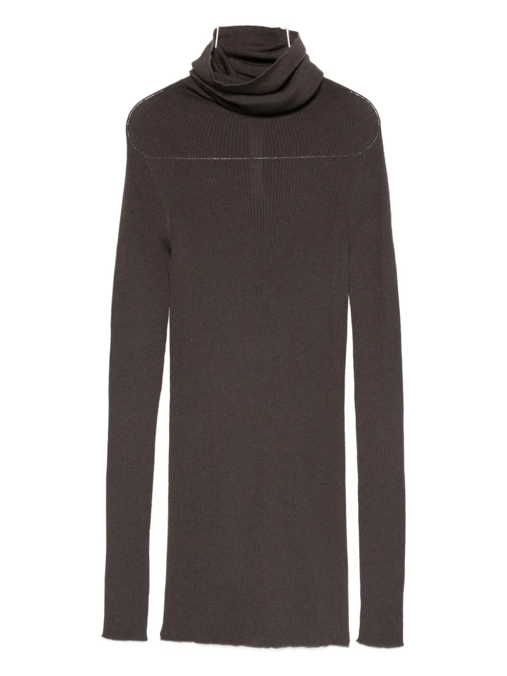 Rick Owens Ribbed-knit Turtleneck Sweater In Brown