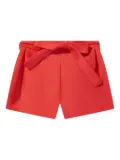 MAMA LUMA KIDS pleated bow-belt shorts - Red