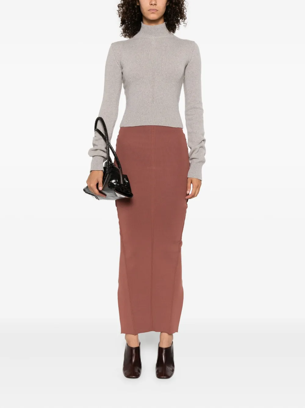 Rick Owens Pillar ribgebreide rok Roze
