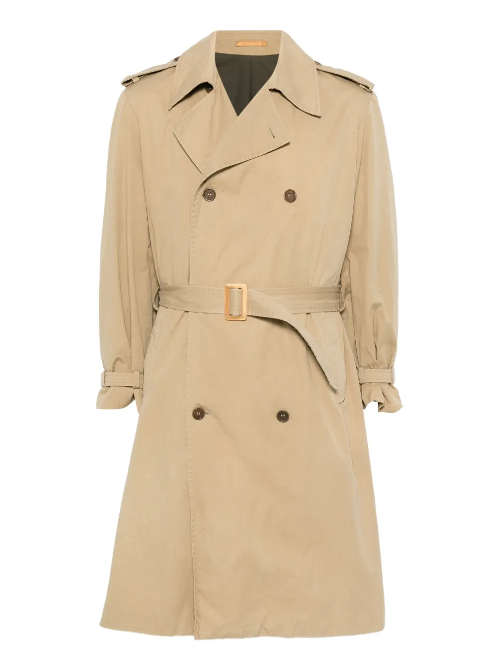 Saint Laurent Pre-Owned хлопковый тренч (1991 год) | нейтральные цвета | Image 1