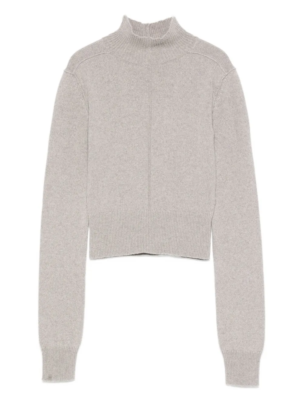 Rick Owens Headon High-neck Cropped Sweater In Gray