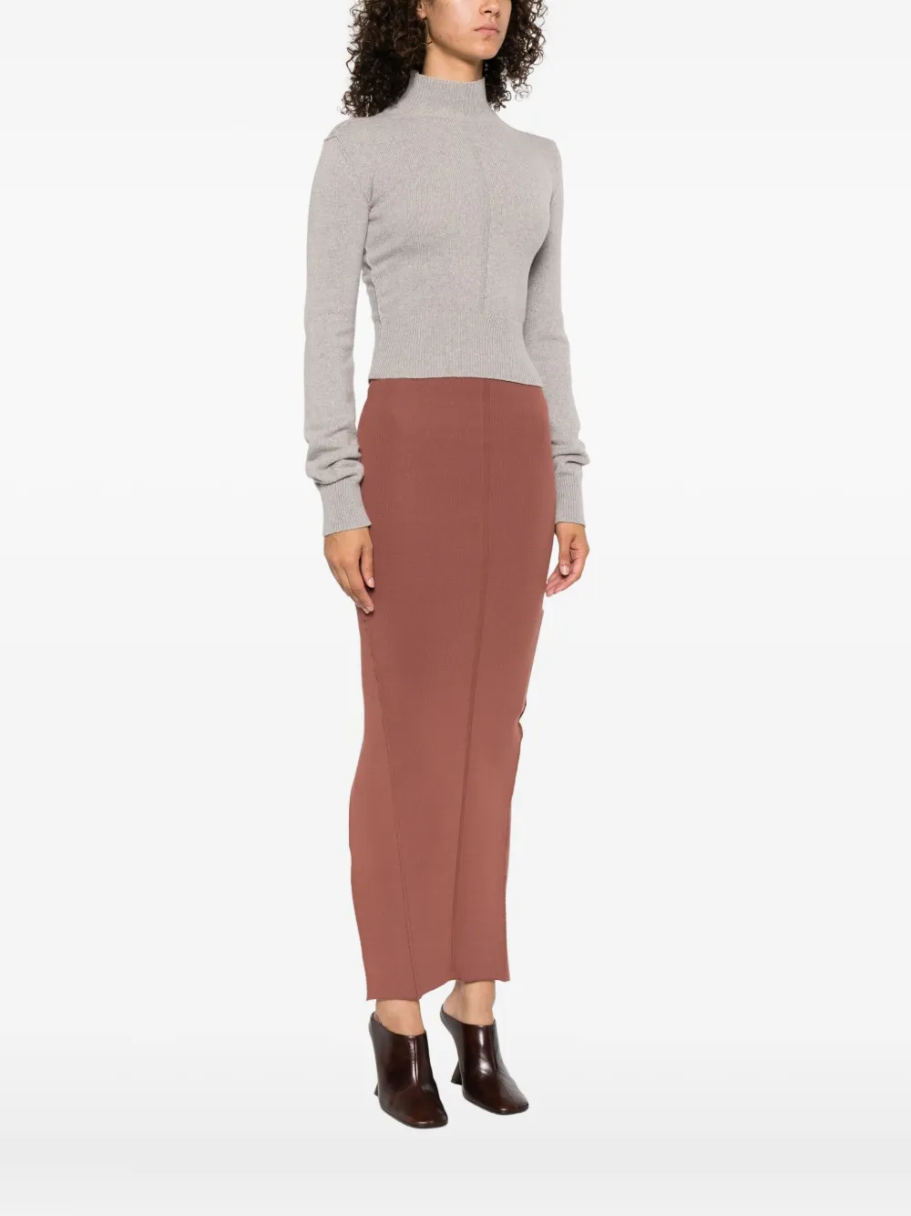 Rick Owens Headon High-neck Cropped Sweater In Gray