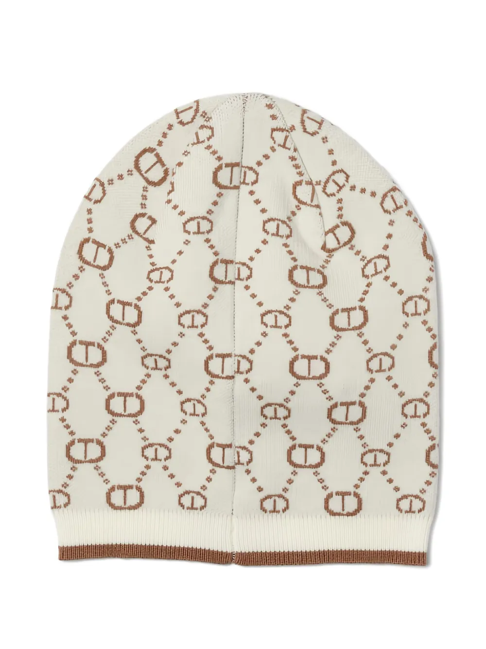 TWINSET Kids logo-pattern beanie - Beige