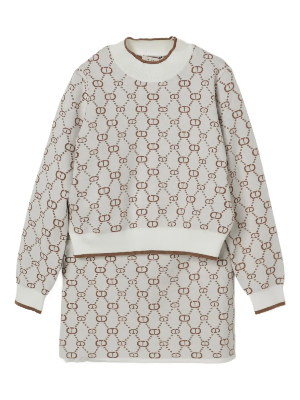 TWINSET Kids monogram knitted skirt set | Neutrals | Image 1
