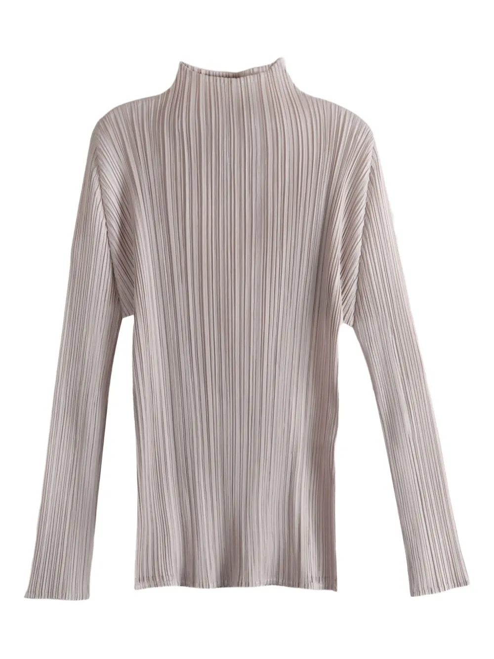 Pleats Please Issey Miyake Basics pleated high-neck top Beige