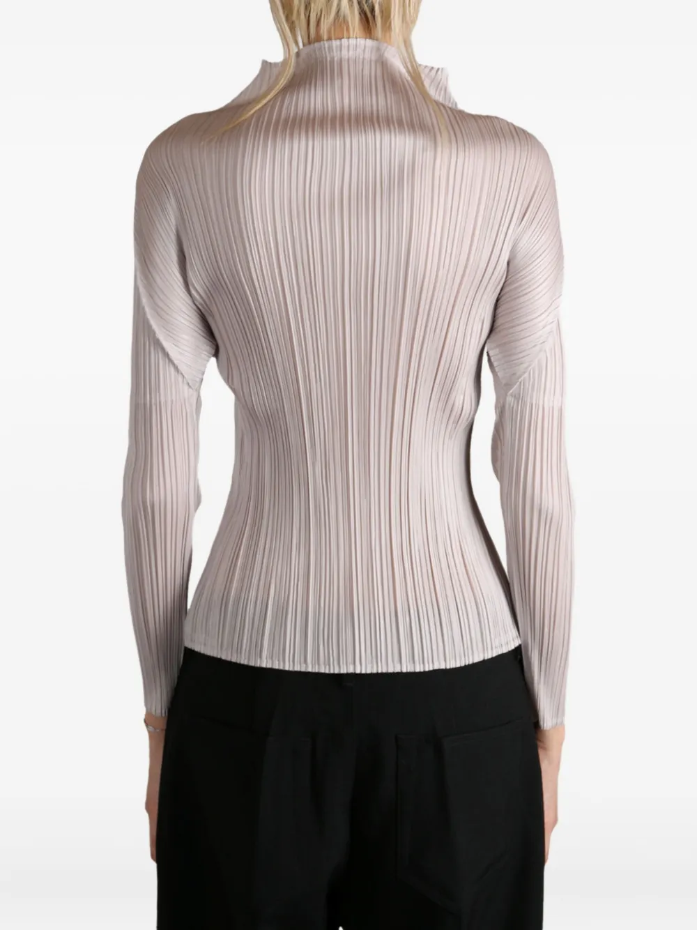 Pleats Please Issey Miyake Basics pleated high-neck top Beige