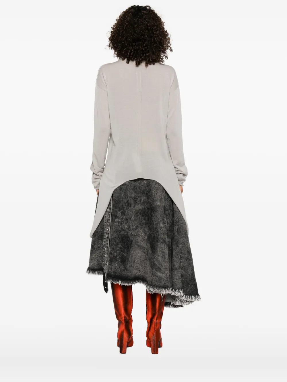 Rick Owens Slashed Back-detail Sweater In Gray