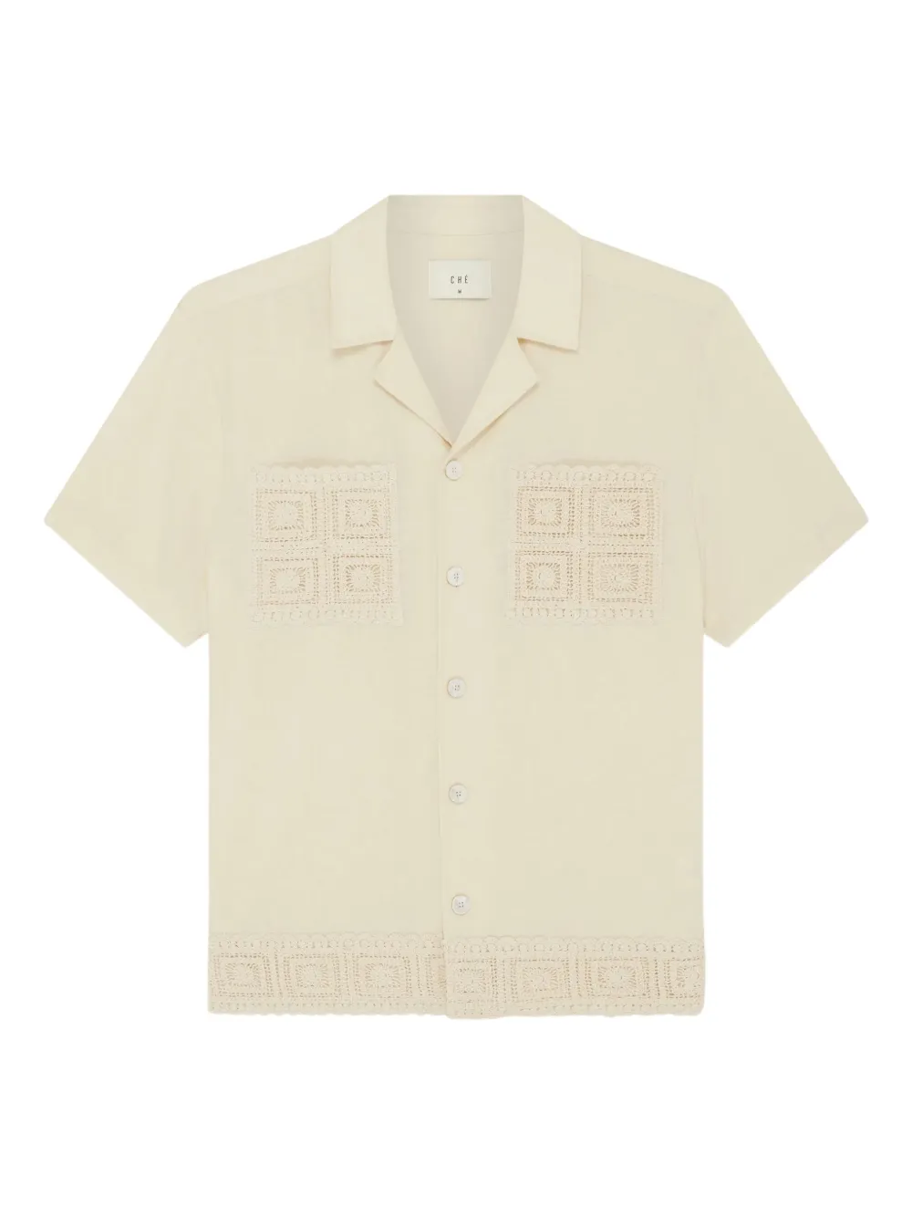 CHÉ Indigo crochet-panel short-sleeve shirt | Neutrals | Image 1