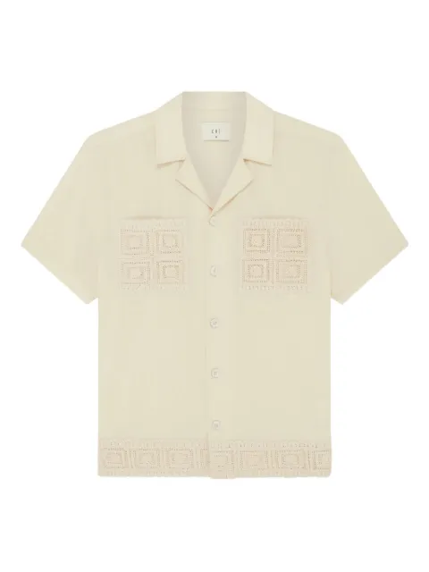 CHÉ Camisa mangas curtas com recorte de crochê