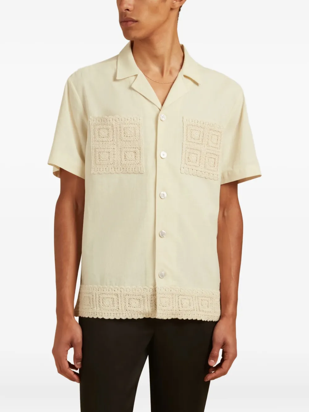 CHÉ Indigo crochet-panel short-sleeve shirt | Image 2