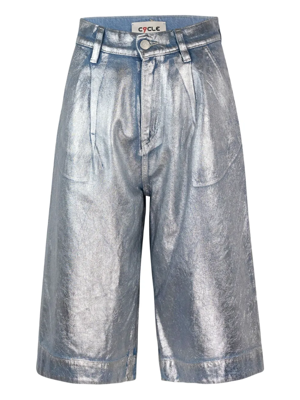 Cycle Olivia Spalamti Argento metallic-cotton shorts | Blue | Image 1