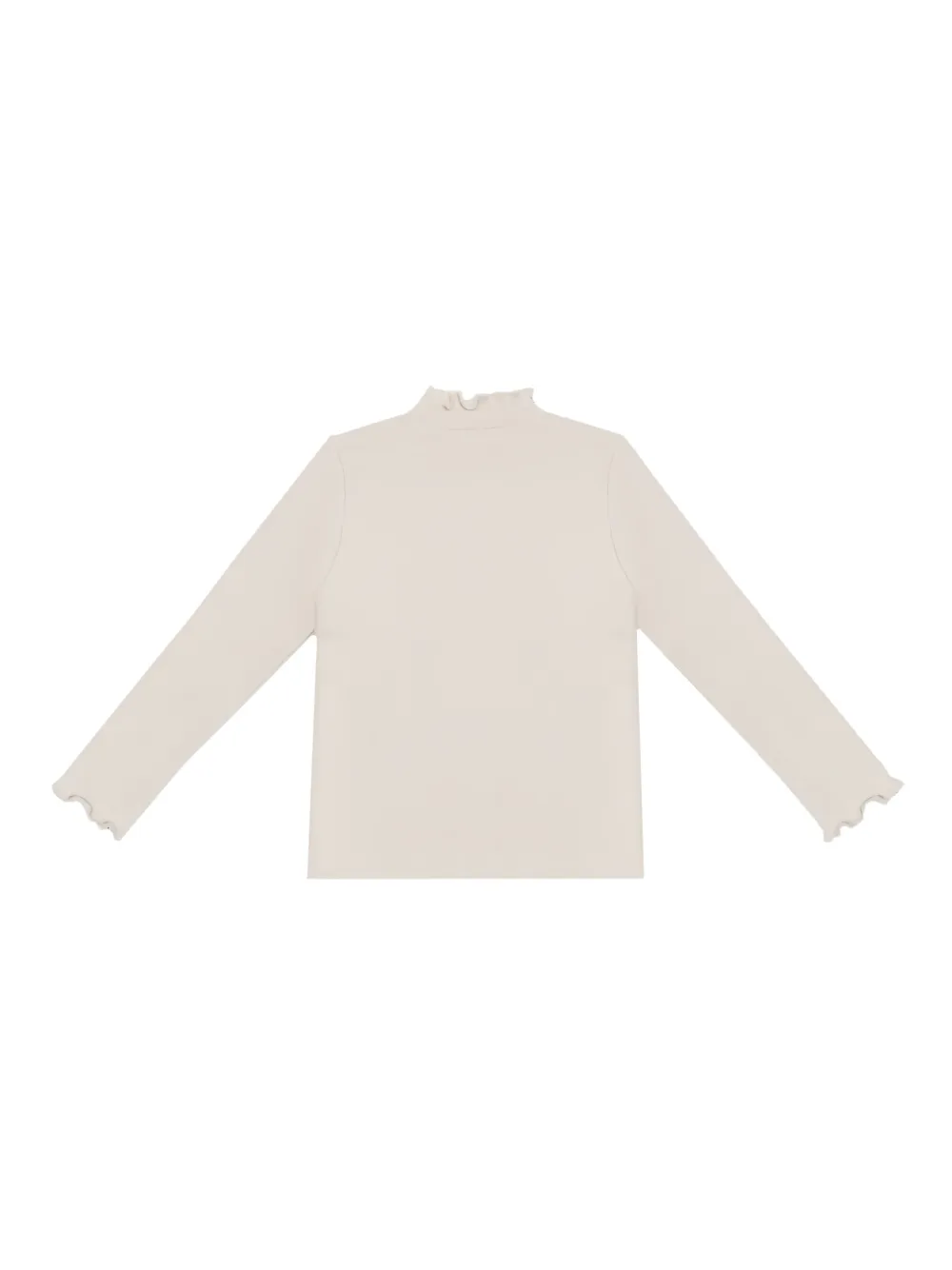Donsje Qonsy geribbelde top met ruches Beige