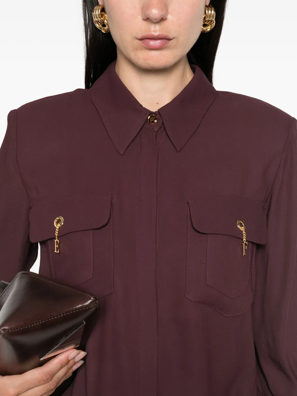 Elisabetta Franchi charm-detail pocket shirt Paars