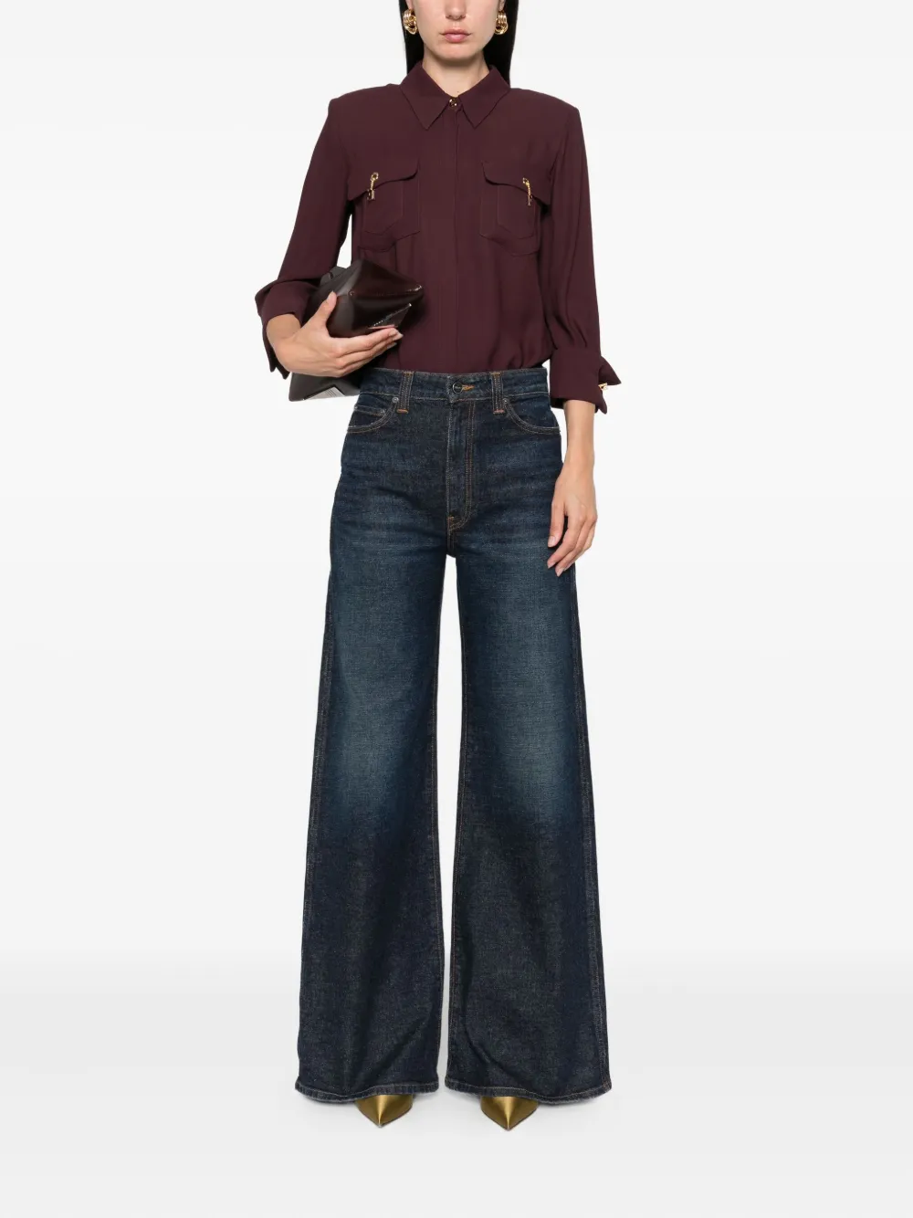 Elisabetta Franchi charm-detail pocket shirt Paars