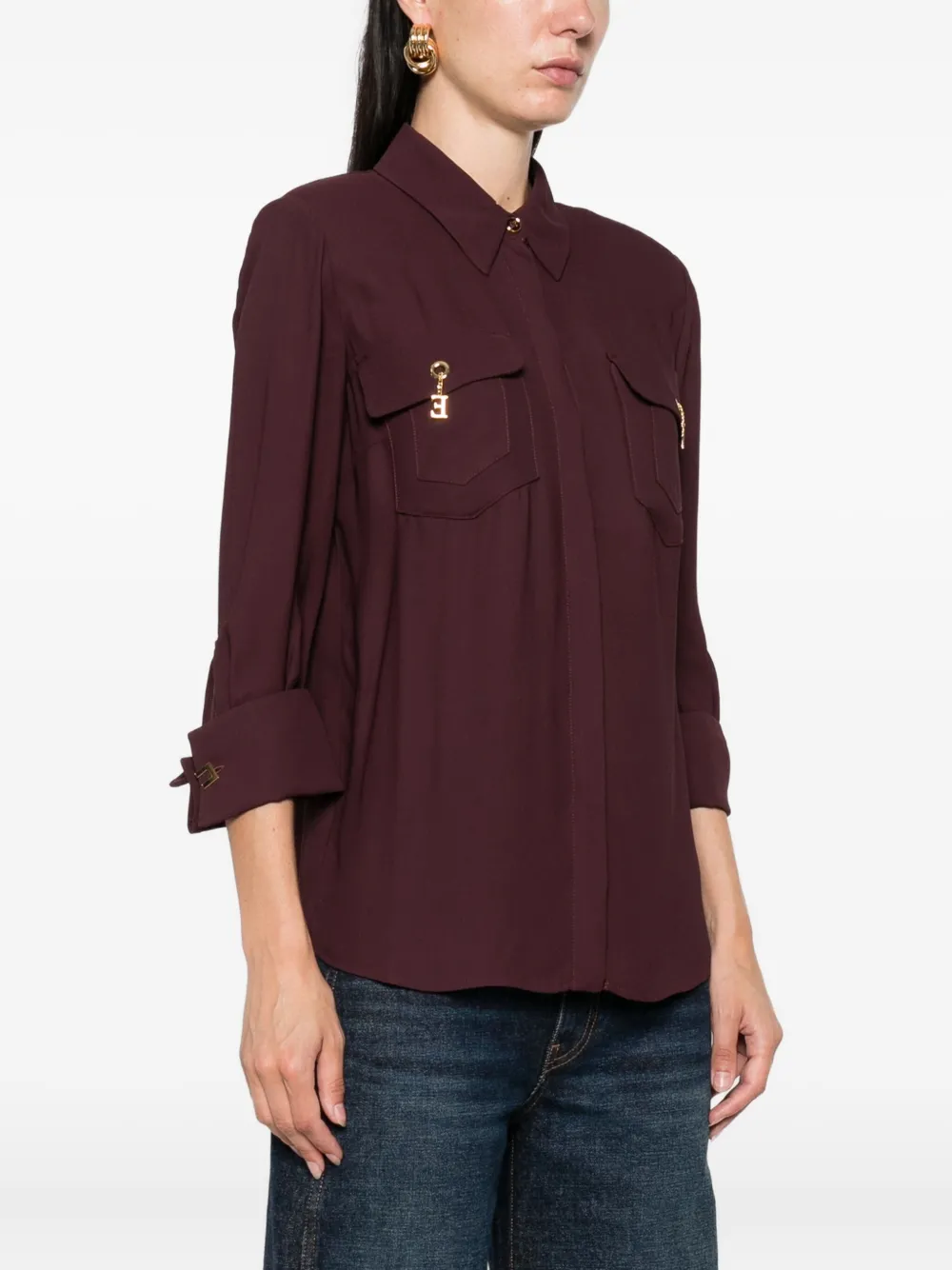Elisabetta Franchi charm-detail pocket shirt Paars
