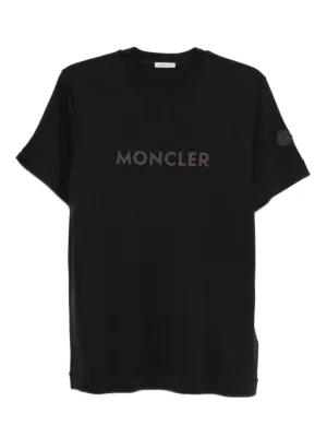 Moncler flocked-logo Cotton T-shirt | Black | FARFETCH